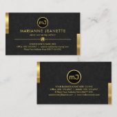 Monogram Name Grey Grunge Gold Tabs 名刺 (正面/裏面)