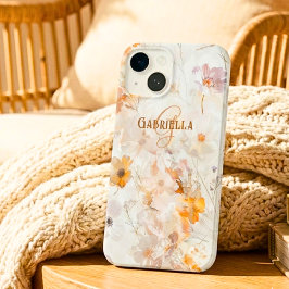 Monogram Name Initial Elegant Floral Watercolor Case-Mate iPhone 14ケース