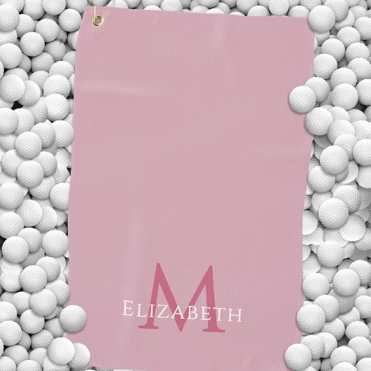 Monogram Name Initial Elegant Pink ゴルフタオル