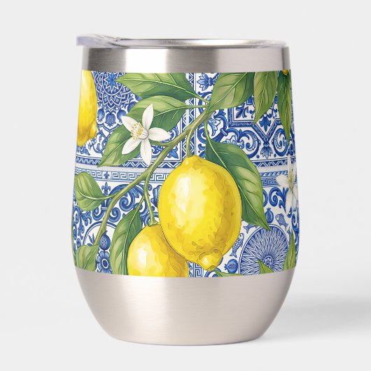 Monogram Name Lemon Blue French Country Tile (右面)