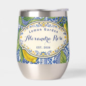 Monogram Name Lemon Blue French Country Tile (左面)