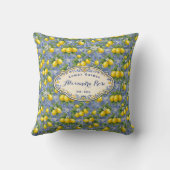 Monogram Name Lemon Blue French Country Tile  クッション (裏面)