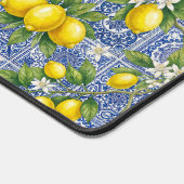 Monogram Name Lemon Blue French Country Tile  デスクマット (コーナー)