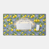 Monogram Name Lemon Blue French Country Tile  デスクマット (キーボード&マウス)