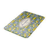 Monogram Name Lemon Blue French Country Tile  バスマット (アングル)