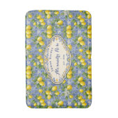 Monogram Name Lemon Blue French Country Tile  バスマット (正面縦)