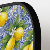 Monogram Name Lemon Blue French Country Tile  ピックルボールラケット (左詳細)
