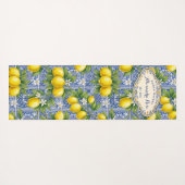 Monogram Name Lemon Blue French Country Tile  ヨガマット (裏面(横))