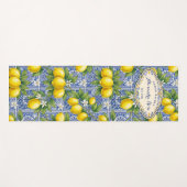 Monogram Name Lemon Blue French Country Tile  ヨガマット (正面(横))
