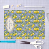 Monogram Name Lemon Blue French Country Tile  薄葉紙 (クラフト)