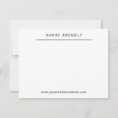 Monogram Name Modern Minimal Flat Note Card White ノートカード (正面)