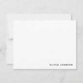 Monogram Name Modern Minimal White Flat Note Card ノートカード (正面)