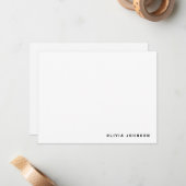 Monogram Name Modern Minimal White Flat Note Card ノートカード (正面/裏面インサイチュ)