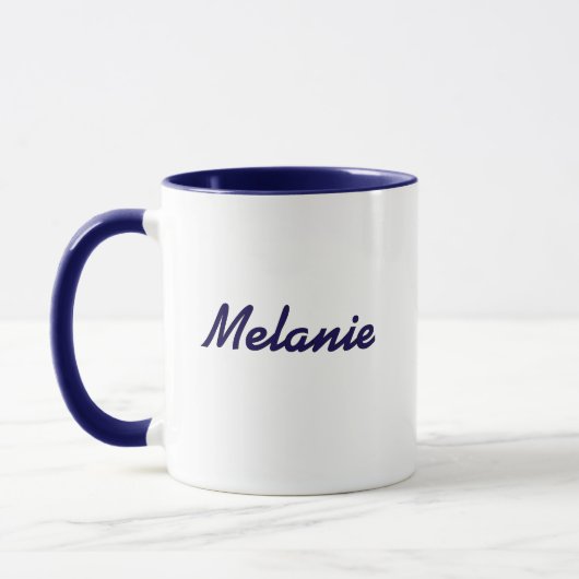 Monogram Name Modern Minimalist Navy White Mug マグカップ (左)
