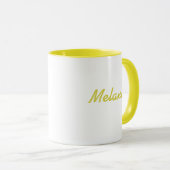 Monogram Name Modern Minimalist Yellow White Mug マグカップ (正面右)