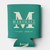 Monogram & Name Overlay Aqua Beach Breeze 缶クーラー (裏面)