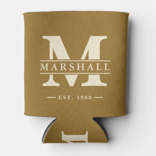 Monogram & Name Overlay Warm Desert 缶クーラー (正面)