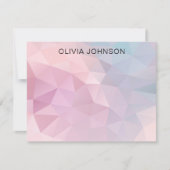 Monogram Name Pink Blue Geometric Flat Note Card ノートカード (正面)