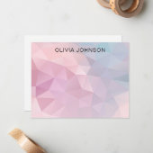 Monogram Name Pink Blue Geometric Flat Note Card ノートカード (正面/裏面インサイチュ)