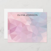 Monogram Name Pink Blue Geometric Flat Note Card ノートカード (正面/裏面)