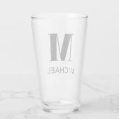 Monogram Name Simple Personalised Beer Glass タンブラーグラス (裏面)