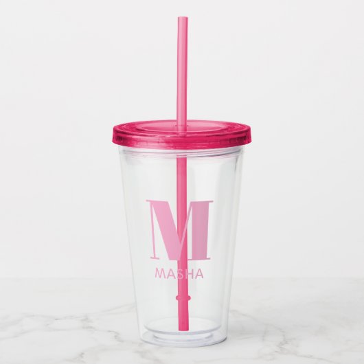 Monogram Name Simple Personalised tumbler アクリルタンブラー (正面)