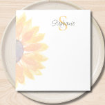 Monogram Name Sunflower ノートパッド<br><div class="desc">This floral personalized notepad features a yellow watercolor sunflower and stylish typography.
Easily customizable with your name and monogram.
Original Watercolor © Michele Davies.</div>