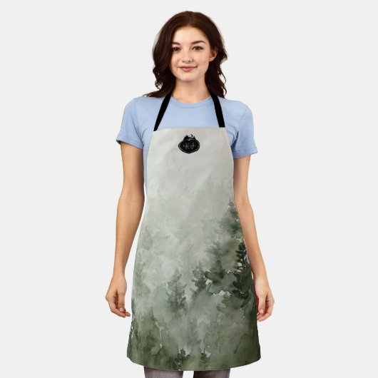 Monogram Nature Stamp | Custom Name エプロン (着用した状態)