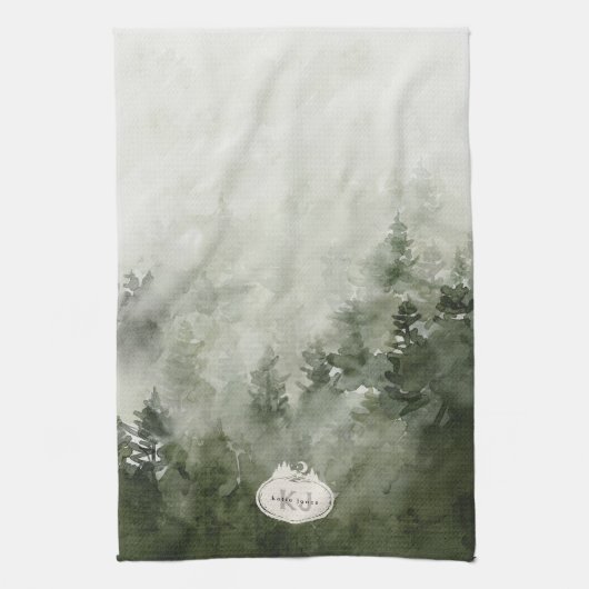 Monogram Nature Stamp | Custom Name キッチンタオル (縦)