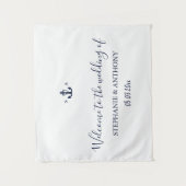 Monogram Nautical Navy Blue Anchor Wedding     タペストリー (正面)