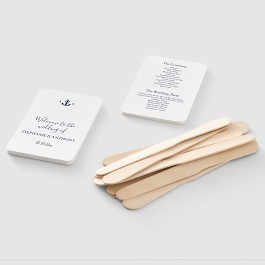 Monogram Nautical Navy Blue Anchor Wedding    ハンドファン (組立なし)