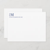 Monogram Navy Blue個人文モダン房具ノート ノートカード (正面/裏面)