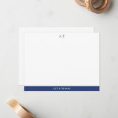 Monogram Navy Blue個人文モダン房具ノート ノートカード (正面/裏面インサイチュ)