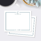 Monogram Navy Blue Border Anniversary Stationery ノートカード