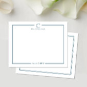 Monogram Navy Blue Border Anniversary Stationery ノートカード