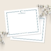 Monogram Navy Blue Border Anniversary Stationery ノートカード