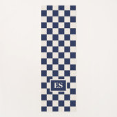 Monogram Navy Blue Cream Checkered Pattern ヨガマット (正面)