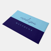 Monogram Navy Blue | Modern Minimalist ドアマット (アングル)