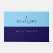 Monogram Navy Blue | Modern Minimalist ドアマット (正面)
