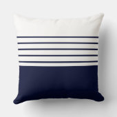 Monogram Navy Blue Nautical Stripes Beach House クッション (裏面)