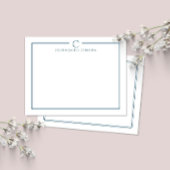 Monogram Navy Blue Newlywed Stationery ノートカード