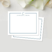 Monogram Navy Blue Newlywed Stationery ノートカード