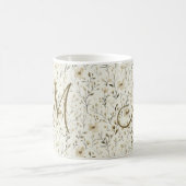 Monogram Neutral Boho Florals Wildflowers Flowers  コーヒーマグカップ (中央)