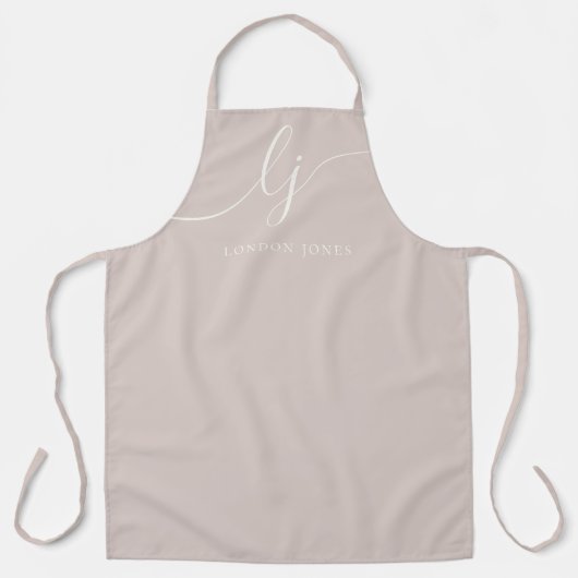 Monogram Neutral Modern Minimalist Dusty Rose Pink エプロン (正面)
