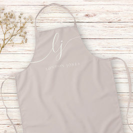Monogram Neutral Modern Minimalist Dusty Rose Pink エプロン