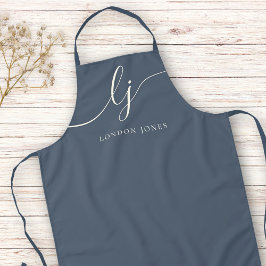 Monogram Neutral Modern Minimalist Stylish Navy エプロン