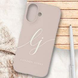 Monogram Neutral Modern Minimalist Stylish Rose iPhone 16ケース