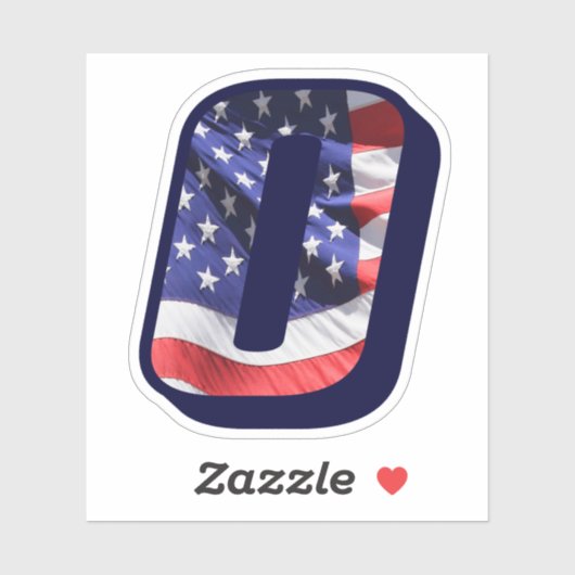 Monogram Oアメリカ国旗の文字Oイニシャルアメリカ シール (シート)