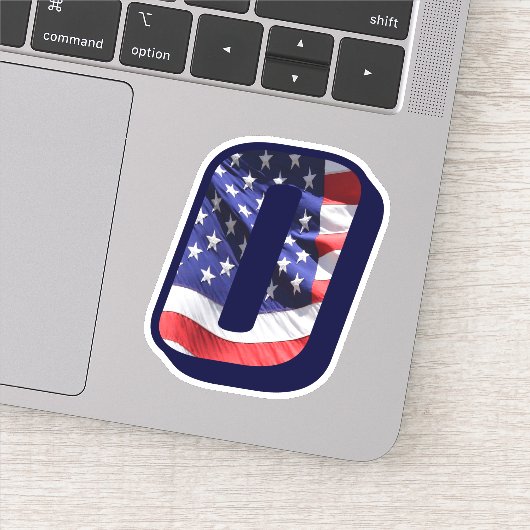 Monogram Oアメリカ国旗の文字Oイニシャルアメリカ シール (詳細)