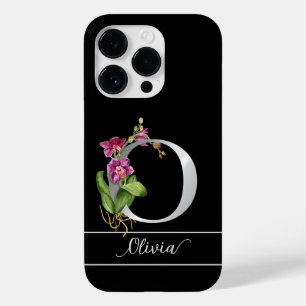 Monogram Oシルバーのスクリプト名ピンクのオーキッドブラック Case-Mate iPhone 14 Proケース